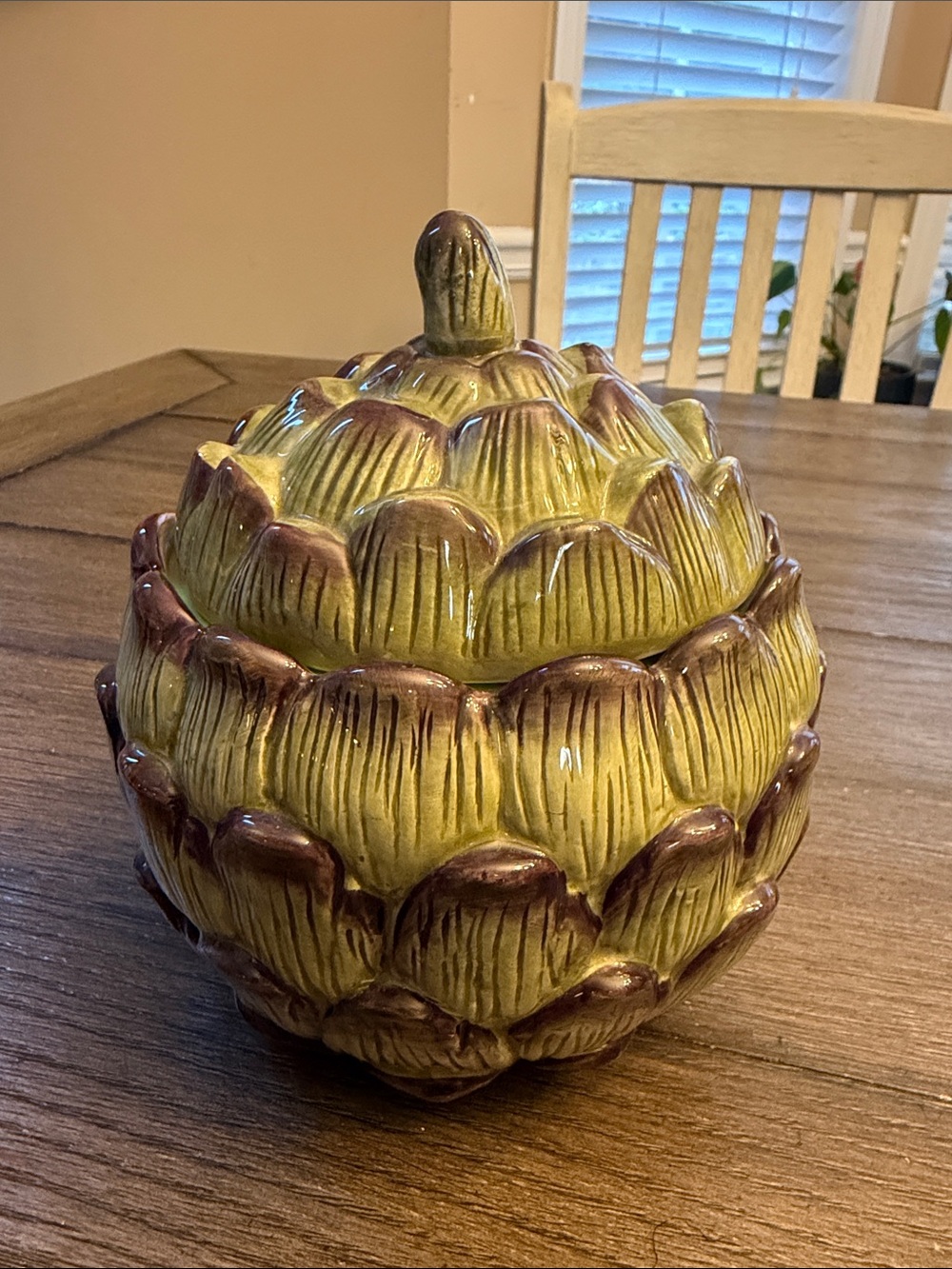 Home Interiors Artichoke Canister Cookie Jar Vintage 7”